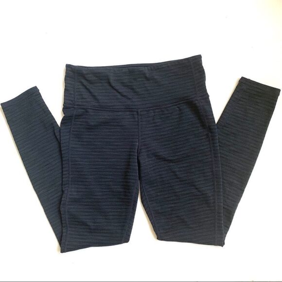ATHLETA BLUE BLACK WEAVE YOGA ATHLETIC PANTS - Picture 3 of 5